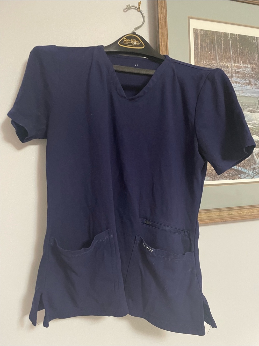 Jaanuu Navy Nursing scrub top V neck Medium